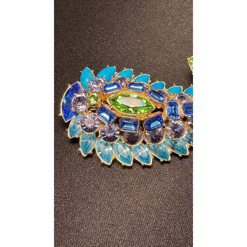 Joan Rivers Peacock Multicolored Rhinestone Large Brooch - Picture 2 of 6